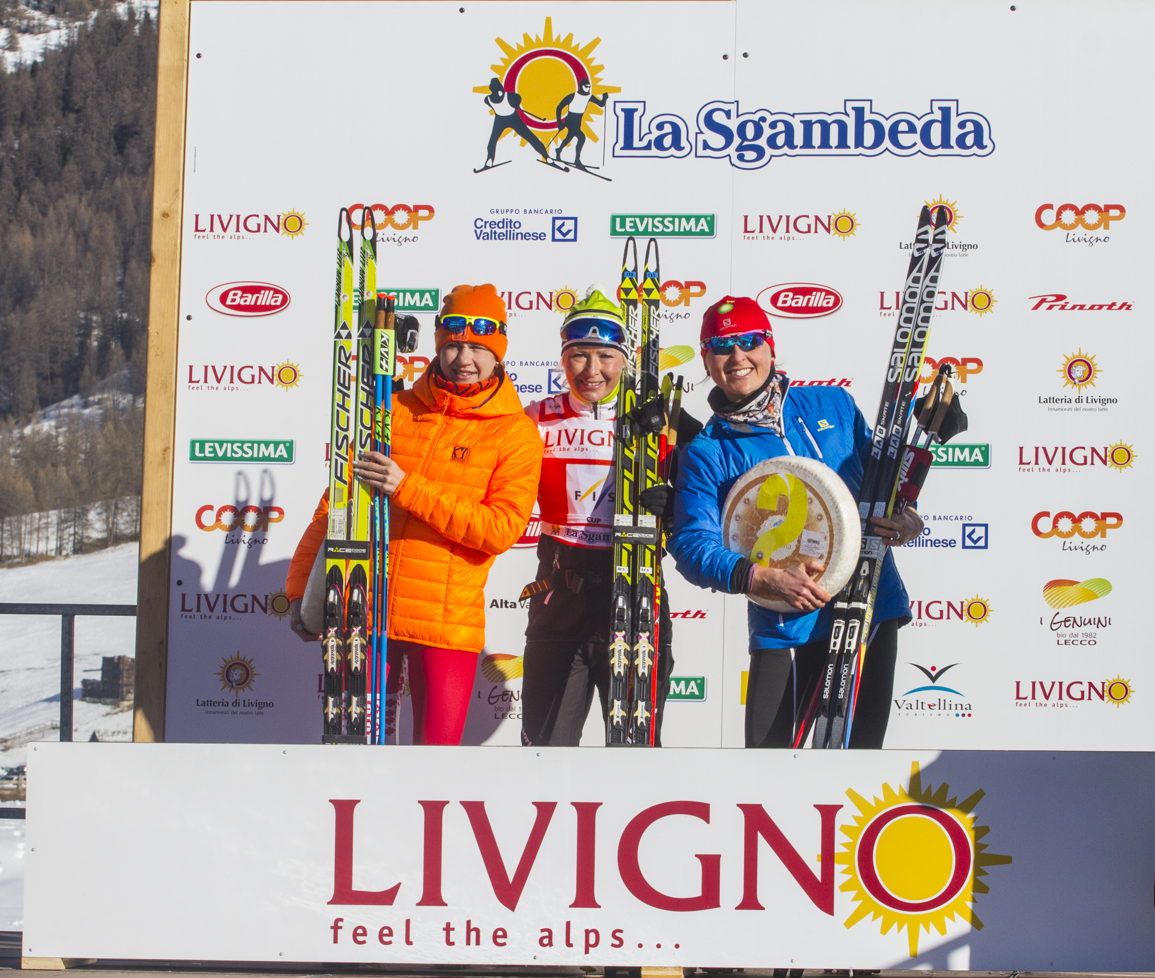 Podio femminile della Sgambeda Marathon di Livigno.