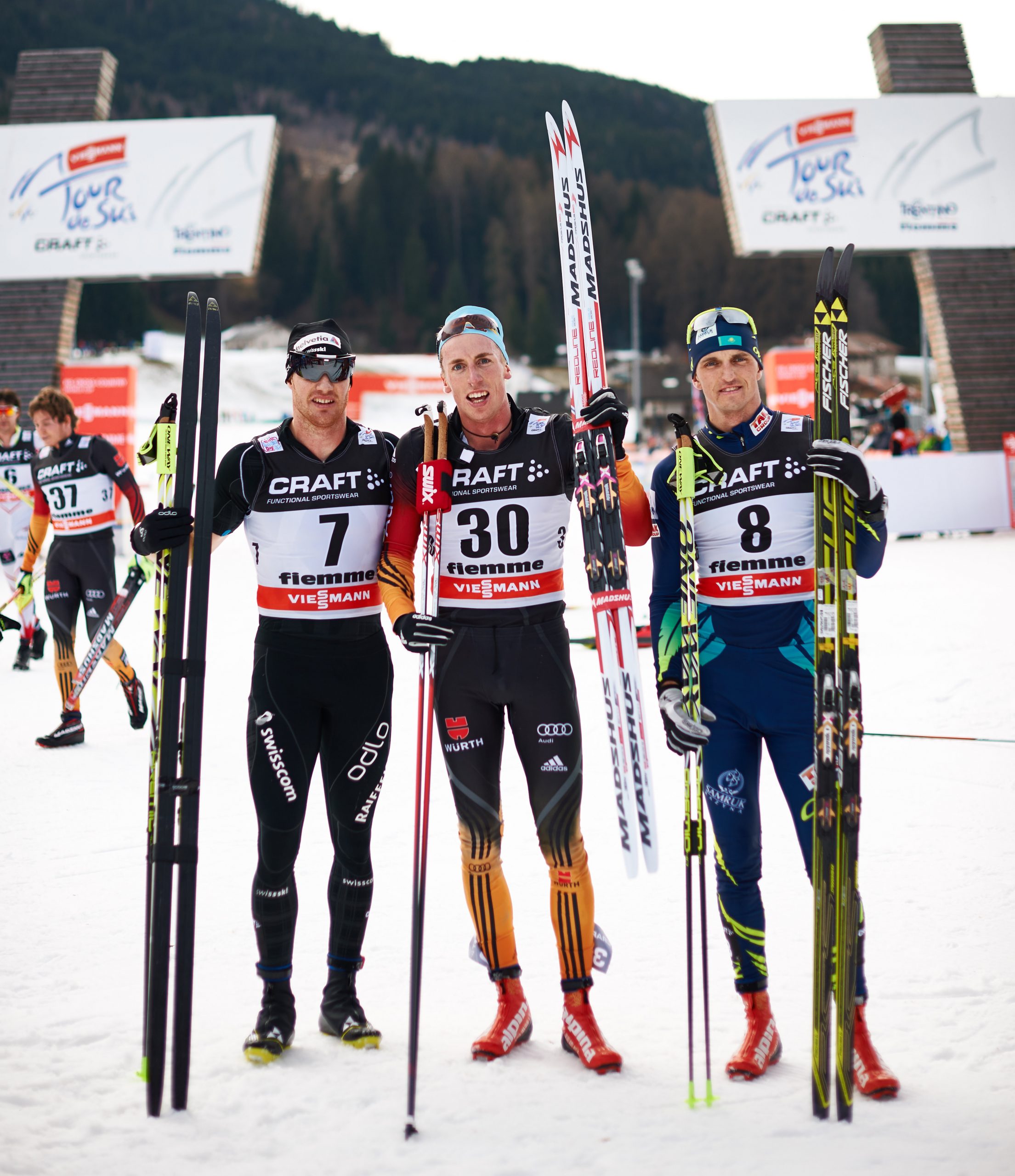 I vincitori della 15 km odierna del Tour de Ski in Val di Fiemme.