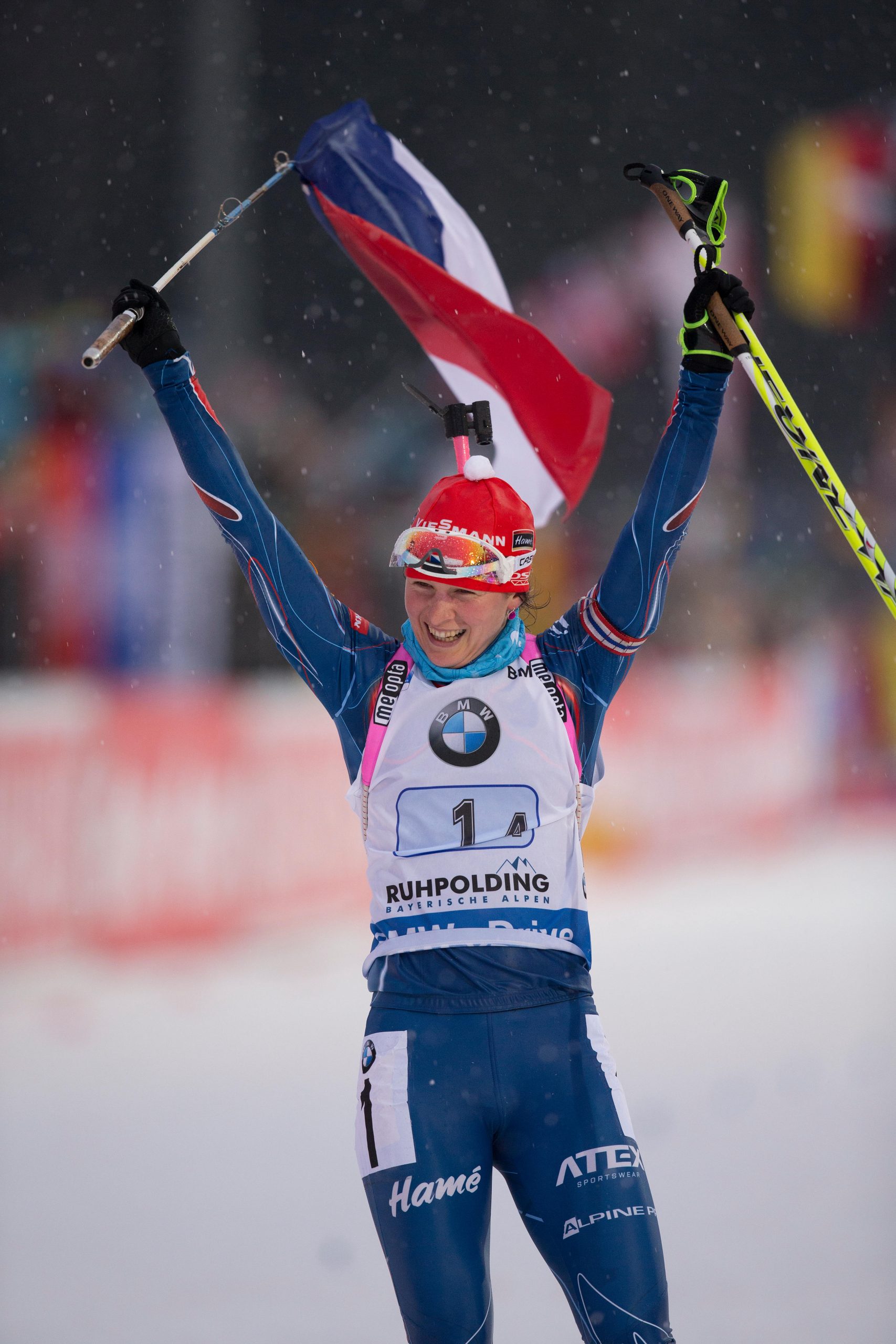 Una trionfante Veronika Vitkova oggi a Ruhpolding (GER)