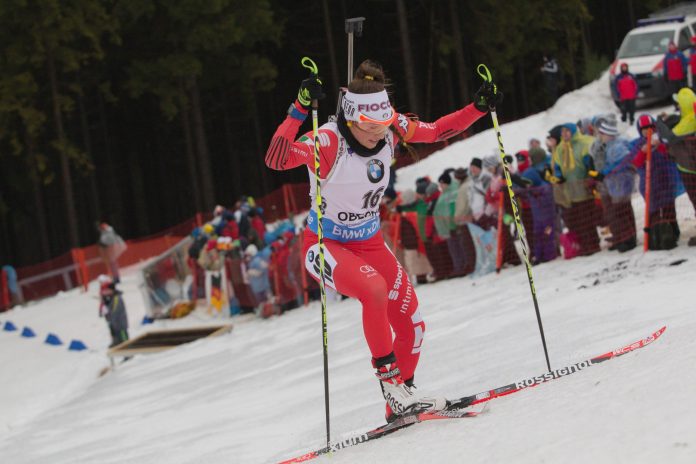 Dorothea Wierer, 2a classificata nella sprint odierna di Biathlon.