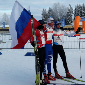 Il primi tre al traguardo degli Europei di Winter Triathlon