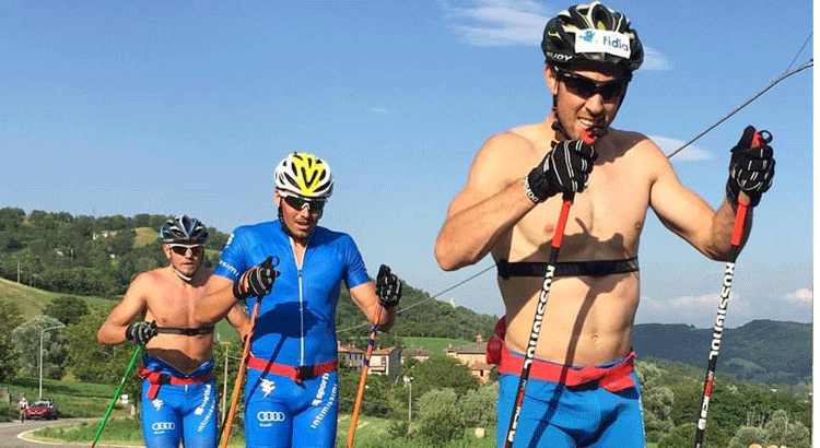 Un momento dell'allenamento di scivolata spinta